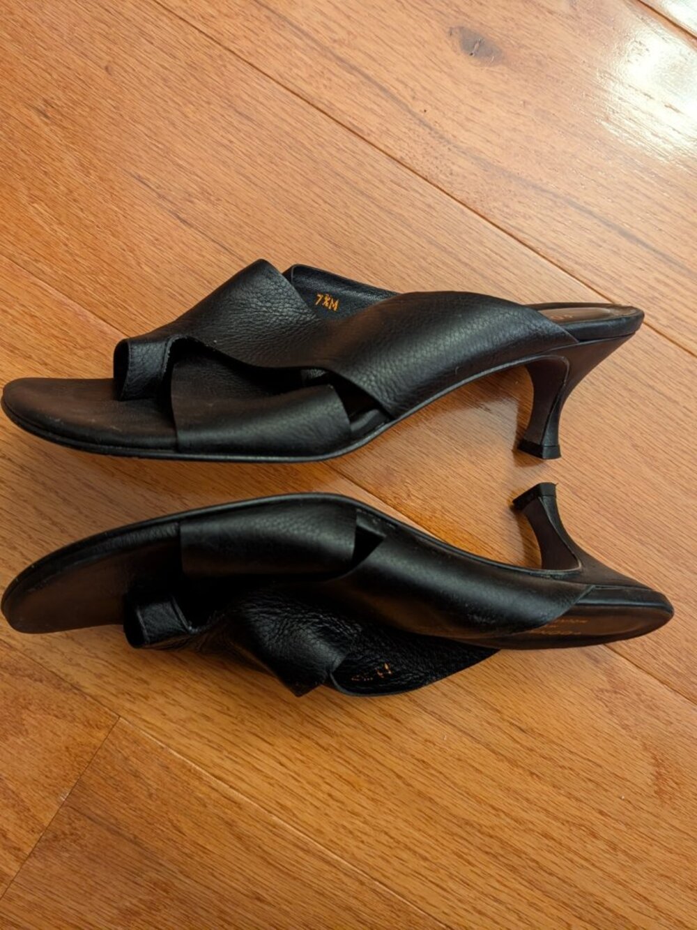 Donald J Pliner Black Napa Leather Sandal Heels Size 7.5 MADE IN ITALY - Picture 9 of 11
